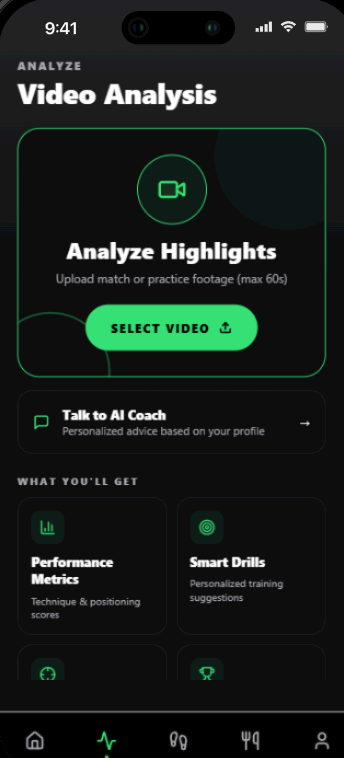 Playr video analysis screen